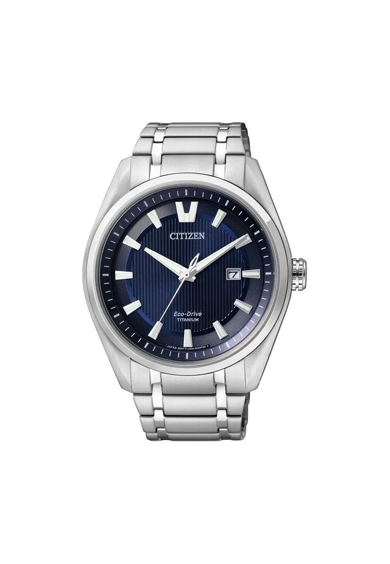 Citizen Jam Tangan Pria Citizen Eco-Drive AW1240-57L Titanium Men Blue Dial Super Titanium Strap