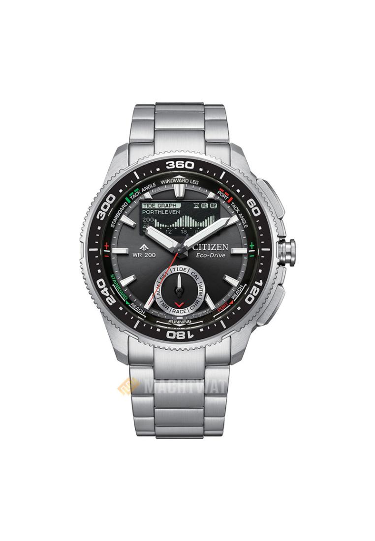 Citizen Jam Tangan Pria Citizen Promaster JV3001-53E Marine New Wave Tracker Black Dial Stainless St