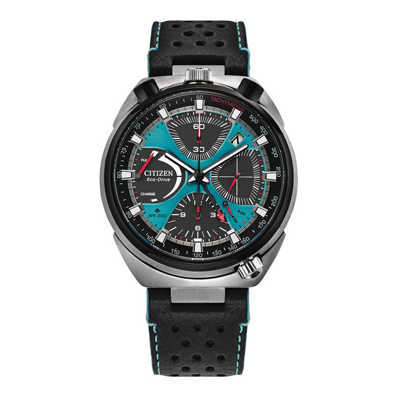 Citizen Jam Tangan Pria Citizen Promaster AV0106-01L Tsuno Crono Bullhead Racer Blue Dial Leather St