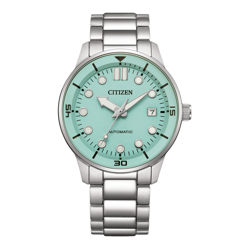 Citizen Jam Tangan Pria Citizen Mechanical NJ0191-83M Automatic Men Blue Glow Night Dial Stainless S