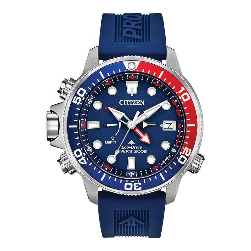 Citizen Jam Tangan Pria Citizen Promaster BN2038-01L Aqualand Eco Drive Blue Dial Blue Polyurethane 