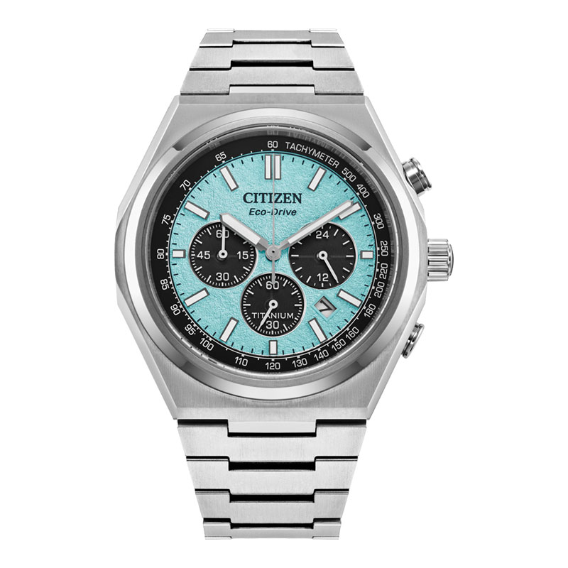 Citizen Jam Tangan Pria Citizen Eco-Drive CA4610-85M Forza Super Titanium Chronograph Baby Blue Dial