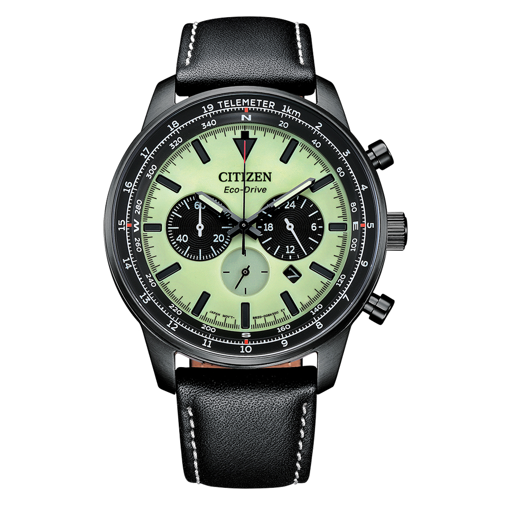 Citizen Jam Tangan Citizen Eco Drive CA4505-21X Future Force Chronograph Telemeter Green Dial Origin