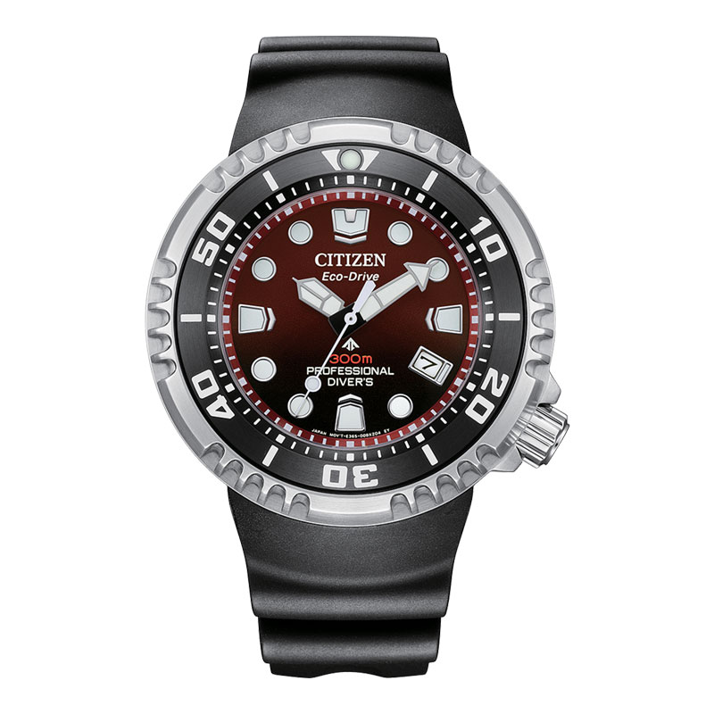Citizen Jam Tangan Pria Citizen Promaster BN1024-01Z Professional Diver Red Dial Black Rubber Strap