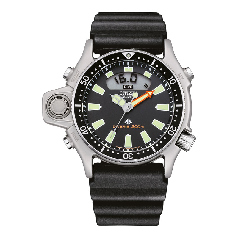 Citizen Jam Tangan Pria Citizen Promaster JP2000-08E Aqualand Black Dial Black Rubber Strap