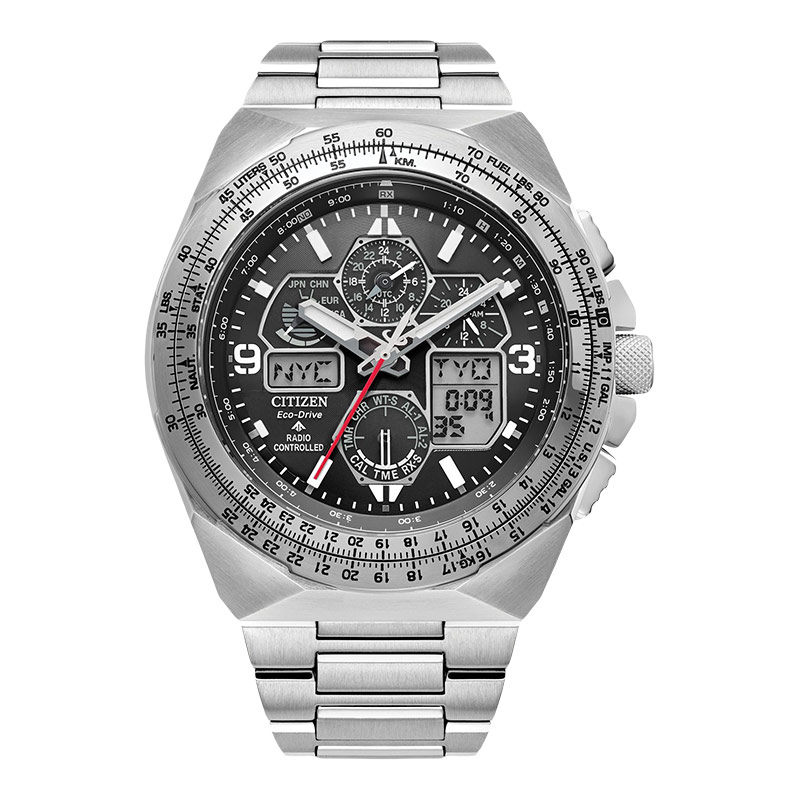 Citizen Jam Tangan Pria Citizen Promaster JY8120-58E Skyhawk A-T Men Black Dial Stainless Steel Stra