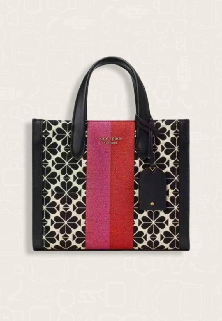 Coach Kate Spade Flower Jacquard Stripe Manhattan Small Tote Cream Multi