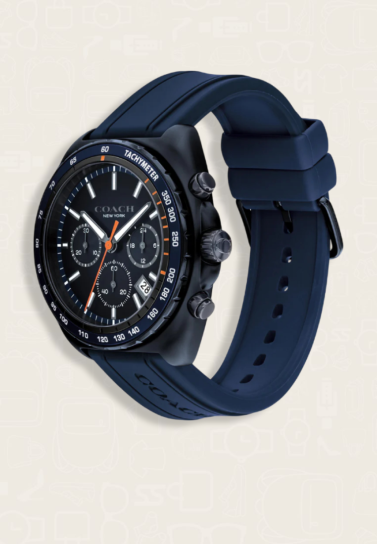 Coach Jam Tangan Pria Coach Charter Chronograph Watch, 44Mm Navy