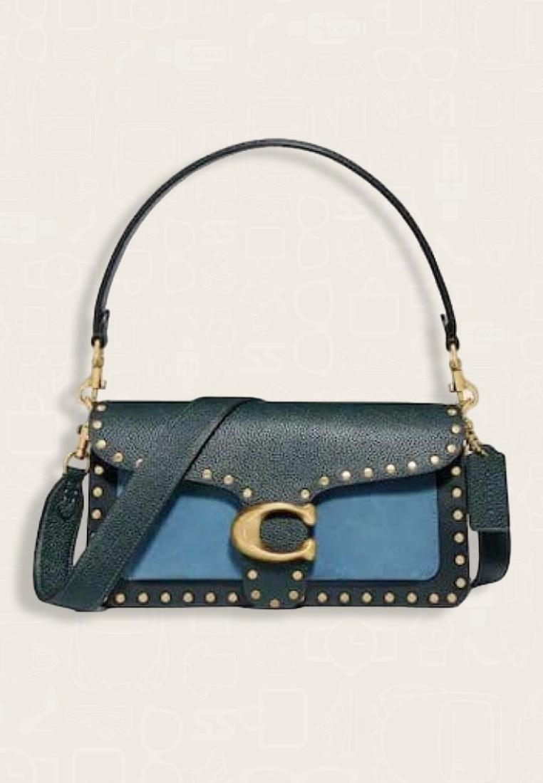 Coach Tabby Shoulder Bag 26 In Colorblock With Rivets Pacific Blue Multi