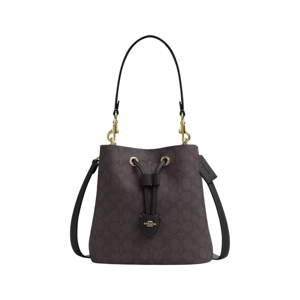 Coach Rowan Bucket Bag Signature Canvas Walnut/Black