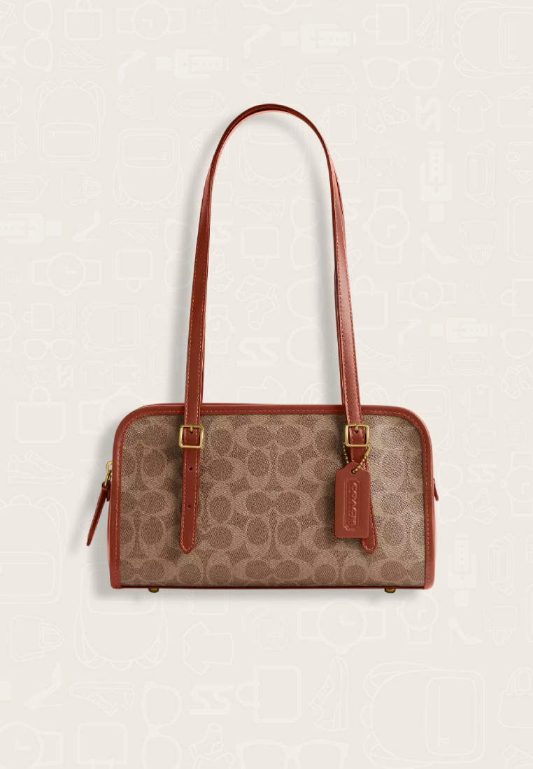 Coach Swing Zip Bag In Signature Canvas Tan Caramel