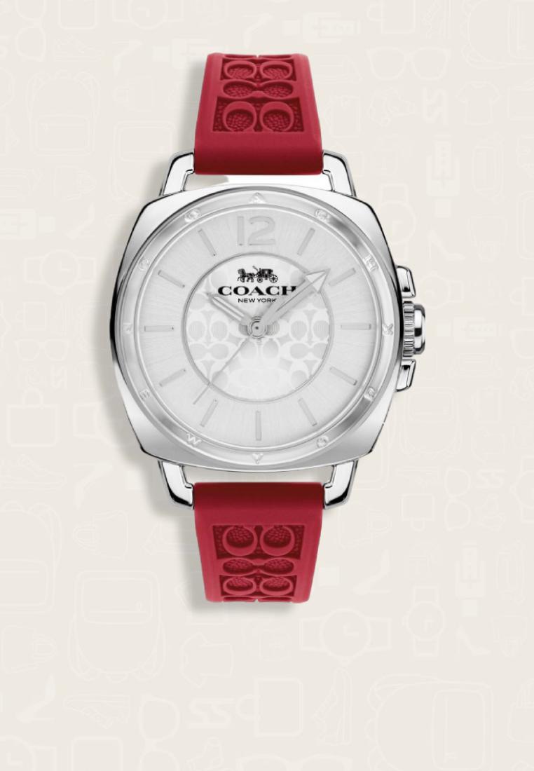Coach Boyfriend 14503152 Jam Tangan Wanita Silver Dial Black Leather Strap