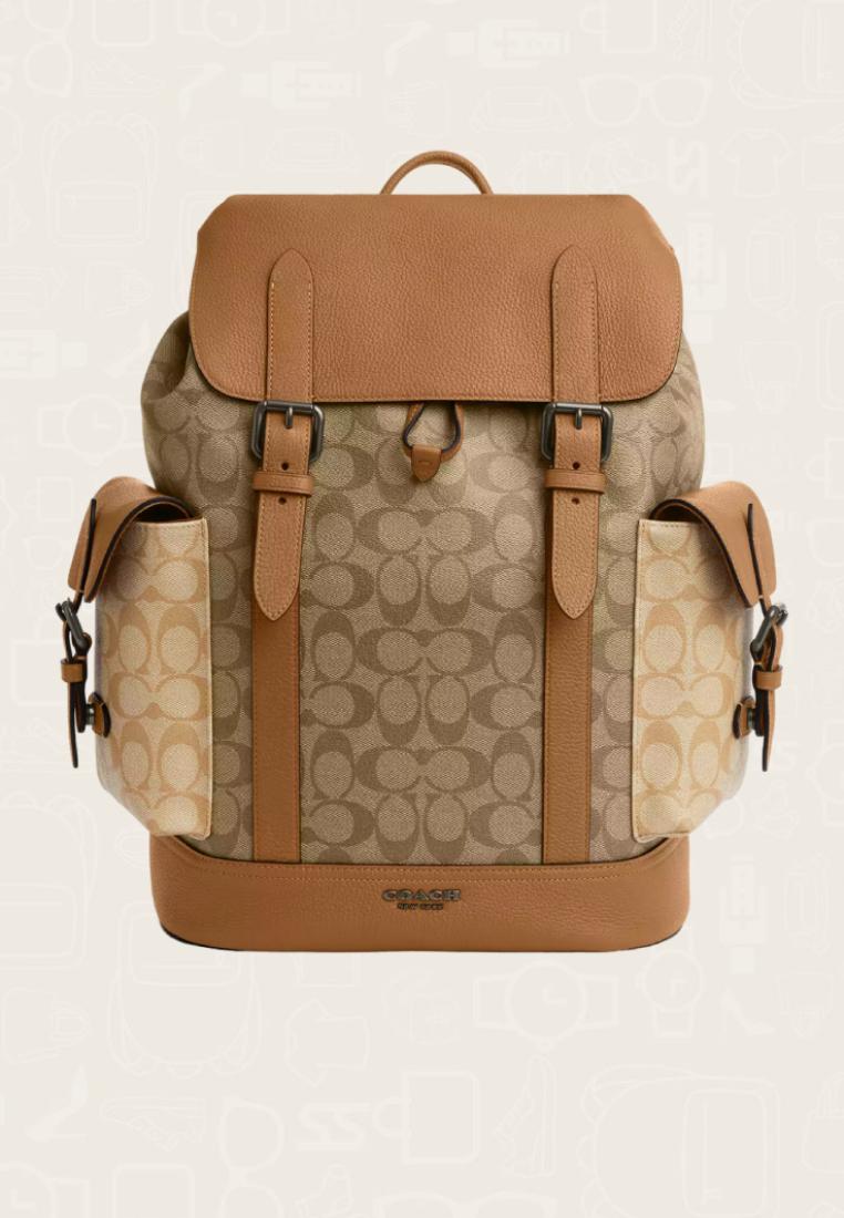 Coach Hudson Backpack In Colorblock Signature Canvas Light Saddle Multi