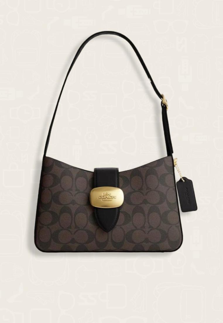 Coach Eliza Shoulder Bag In Signature Canvas Brown Black