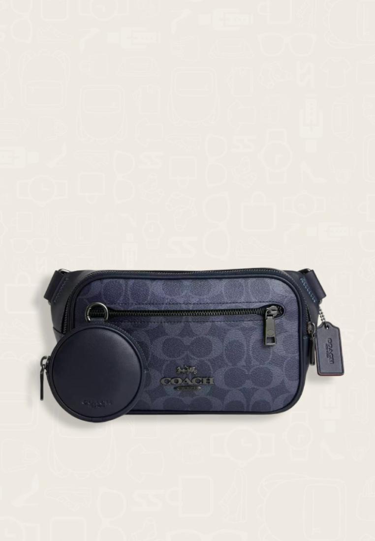 Coach Elias Belt Bag In Signature Denim Midnight Navy
