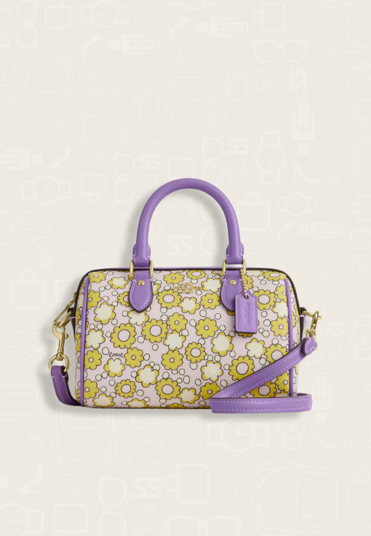 Coach Mini Rowan Crossbody Bag With Floral Print Lilac Multi