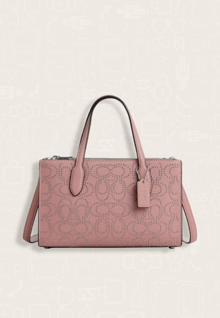 Coach Nina Small Tote Bag With Signature Rivets Pink Petal