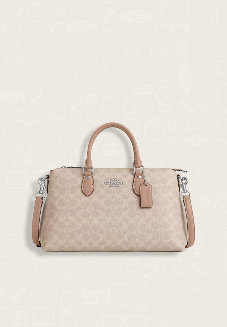 Coach Georgia Satchel Bag In Signature Canvas Sand Taupe