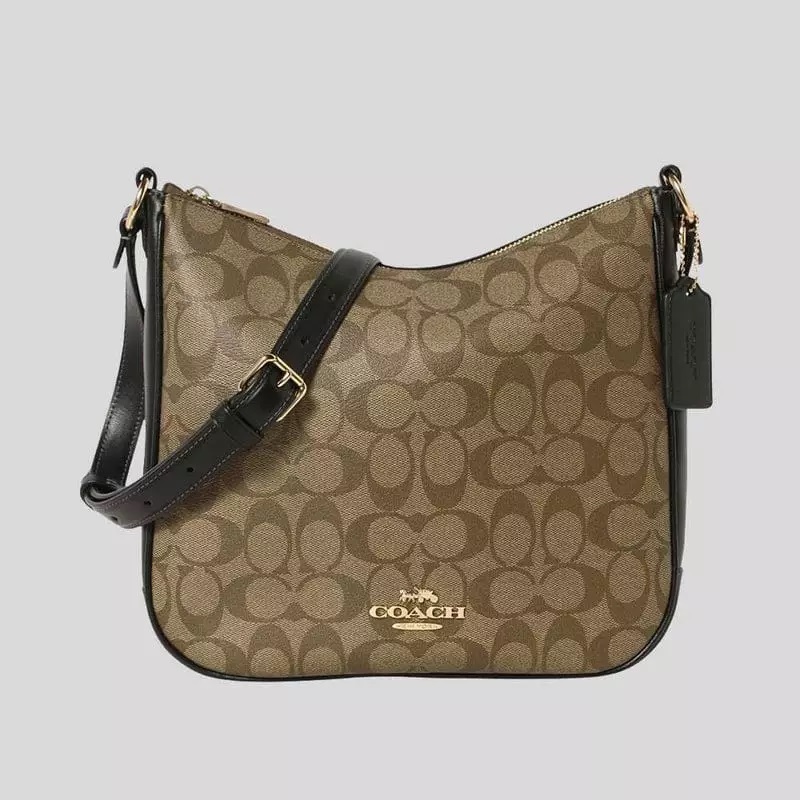 Coach Ellie File Smooth Leather Sign Khaki Black CU959