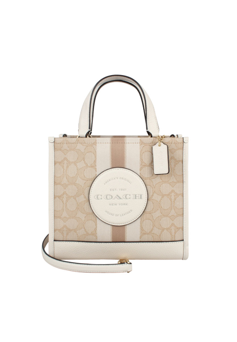 Coach Dempsey Tote Bag 22 In Signature Jacquard With Stripe And Patch CQ878
