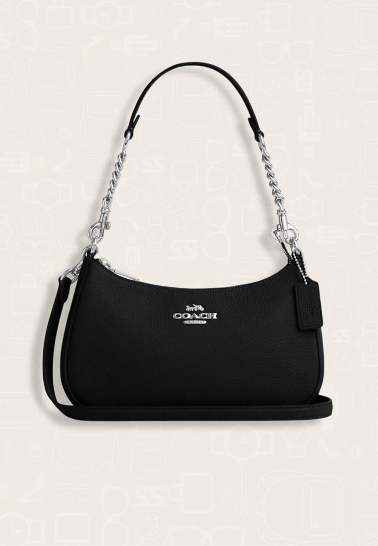 Coach Teri Shoulder Bag Silver Black