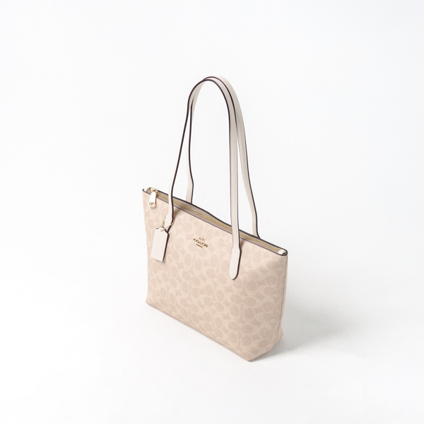 Coach Tas COACH FIONA MONOGRAM IVORY WHITE BEIGE ZIP TOTE BAG 100% ORIGINAL