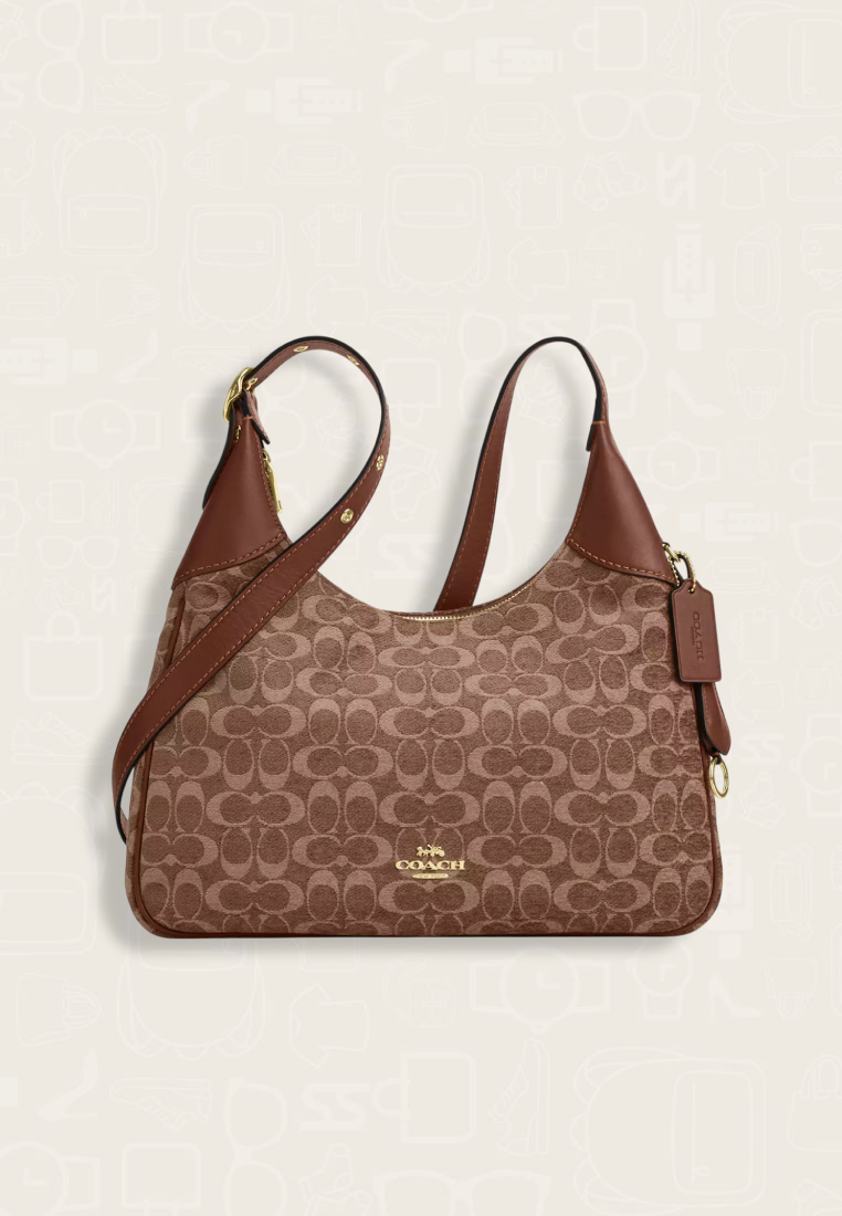 Coach Ella Shoulder Bag In Signature Chenille Vintage Brown