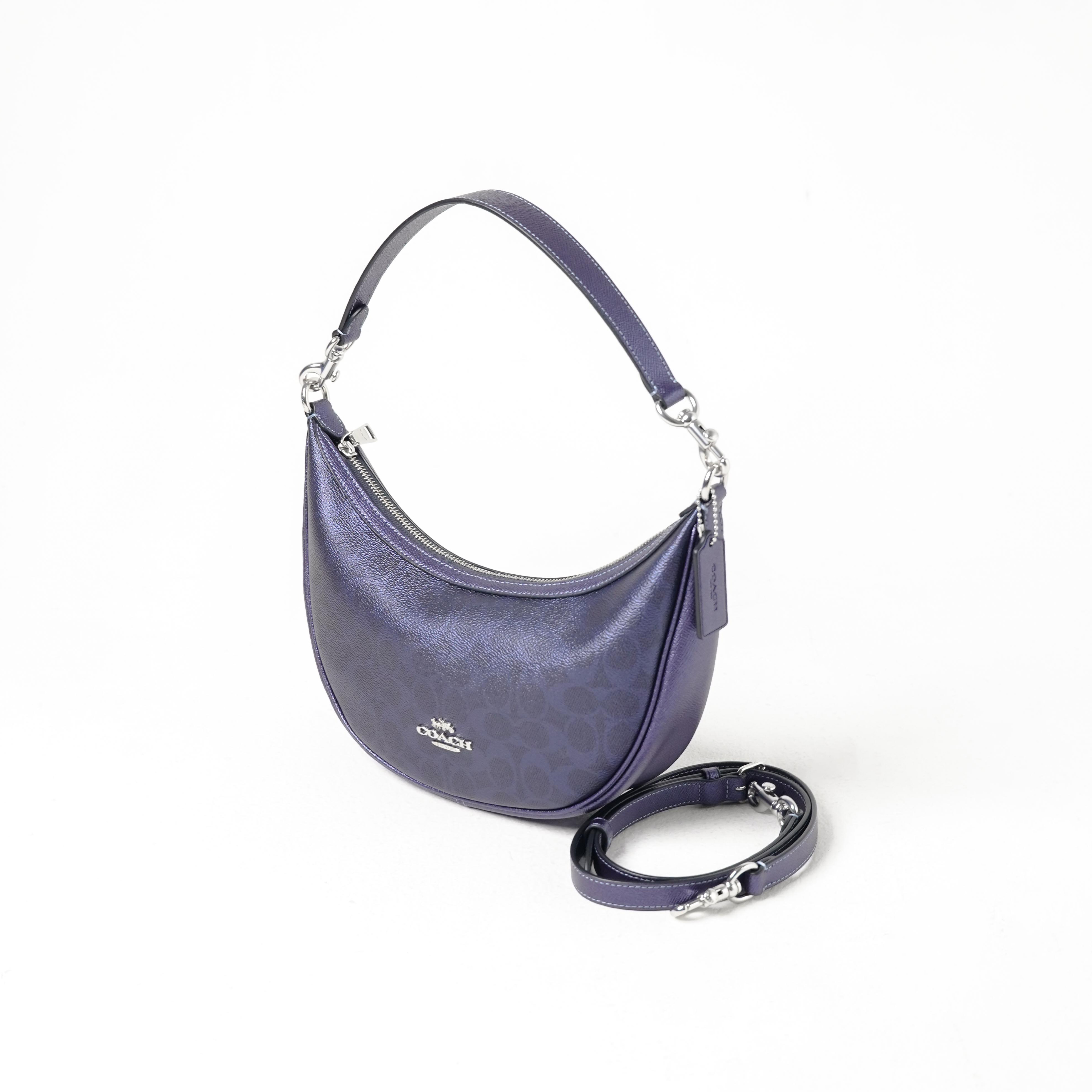 Coach Tas COACH ARIA METALLIC NAVY HOBO BAG WITH LS 100% ORIGINAL
