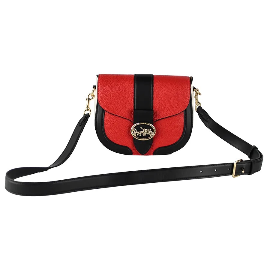 Coach C3596 Georgie Saddle Bag In Colorblock Bright Poppy Multi