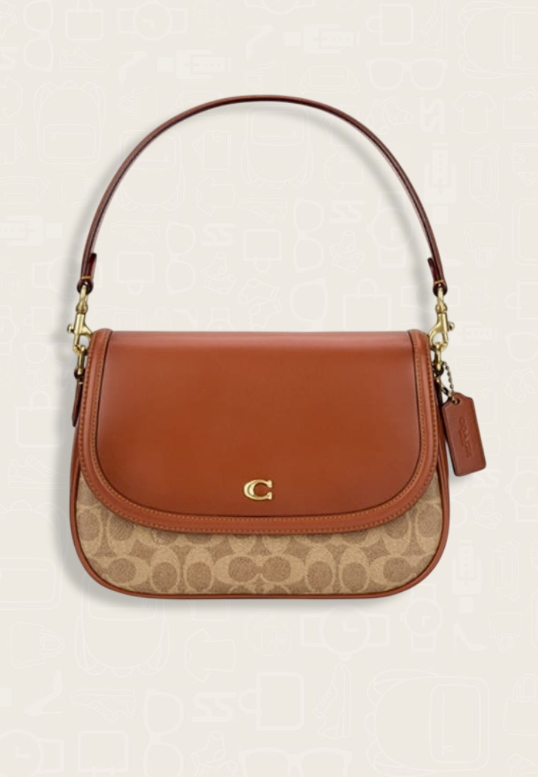 Coach [Online Exclusive] Coach Legacy Classic Signature Canvas Shoulder Bag Rusty Brown
