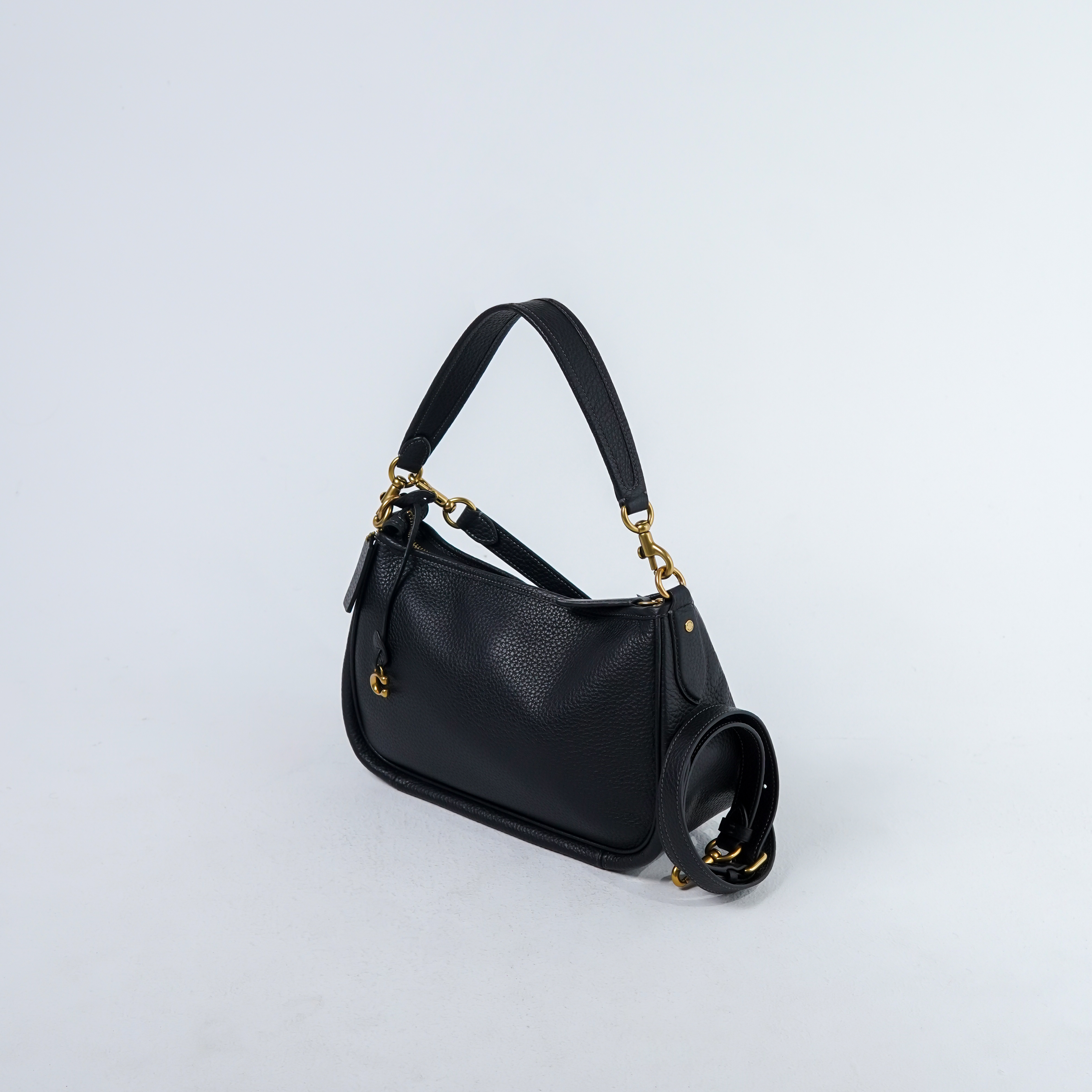 Coach Tas COACH CARY PLAIN BLACK SOFT LEATHER SHOULDER BAG WITH LS 100% ORIGINAL