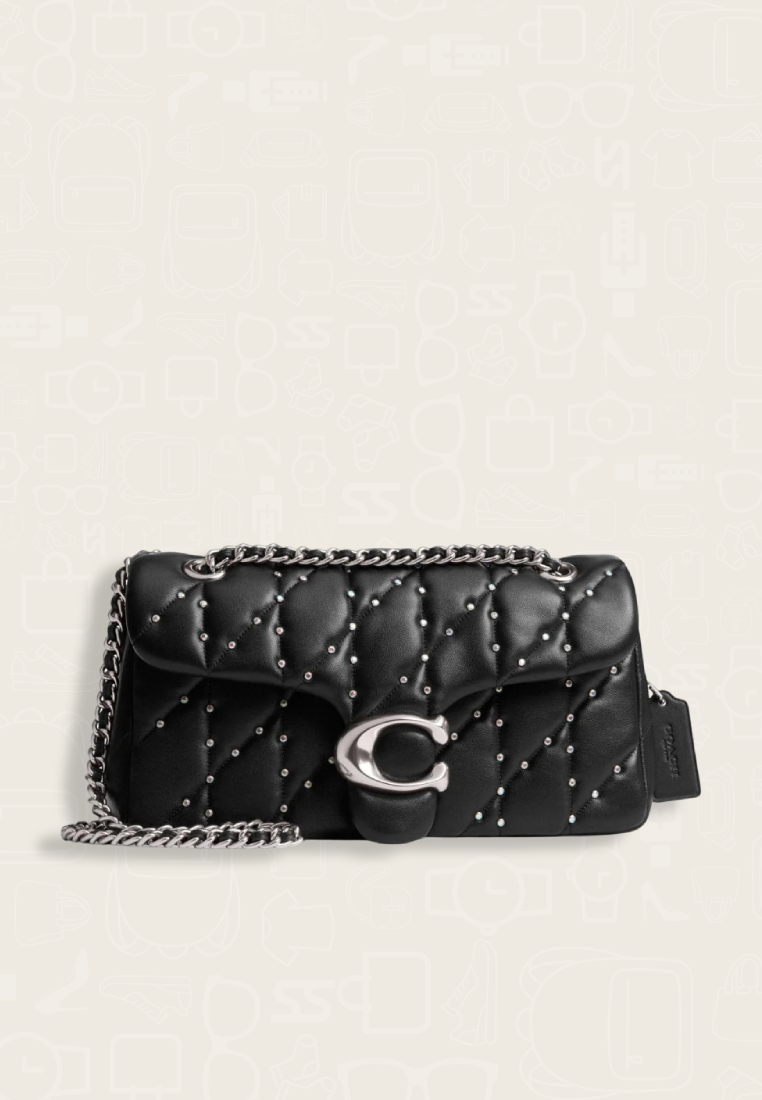 Coach Tabby Shoulder Bag 26 With Pillow Quilting And Crystal Rivets Black