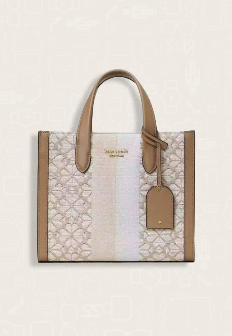 Coach Kate Spade Flower Jacquard Stripe Manhattan Small Tote Natural Multi