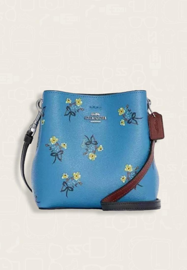 Coach Mini Town Bucket Bag With Floral Bow Print Blue Multi