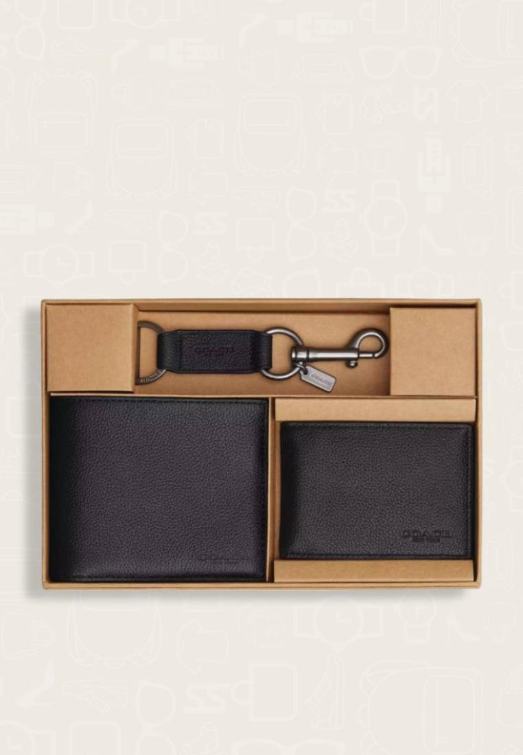 Coach Boxed 3 In 1 Wallet Gift Set Black