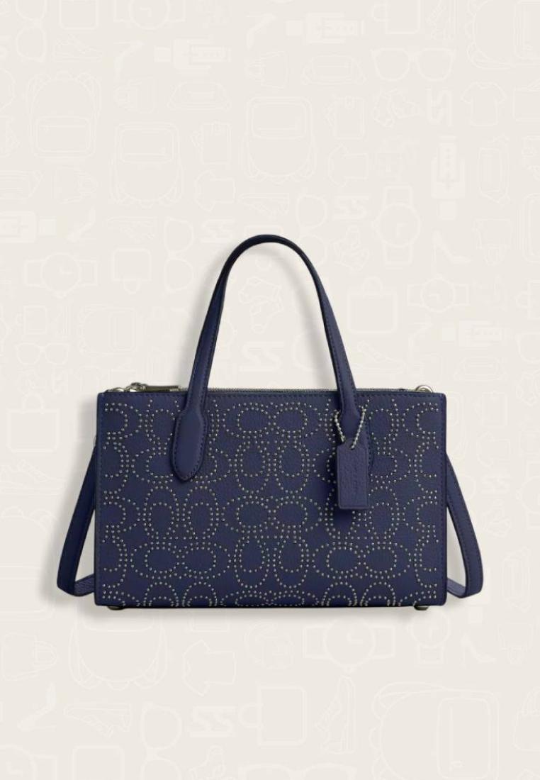 Coach Nina Small Tote Bag With Signature Rivets True Navy