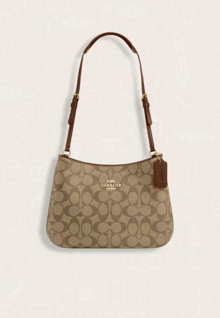 Coach Penelope Shoulder Bag In Signature Canvas Khaki Saddle