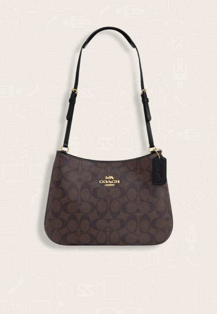 Coach Penelope Shoulder Bag In Signature Canvas Brown Black