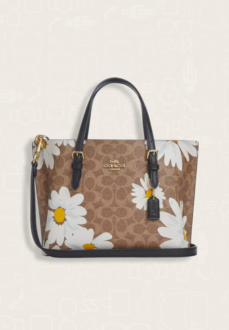 Coach Mollie Tote Bag 25 In Signature Canvas With Floral Print Tan Multi