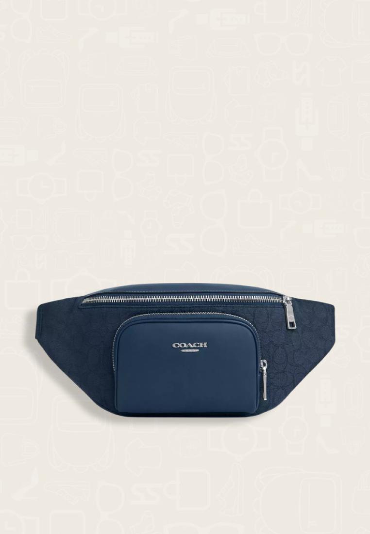 Coach Racer Belt Bag In Signature Jacquard Dark Denim