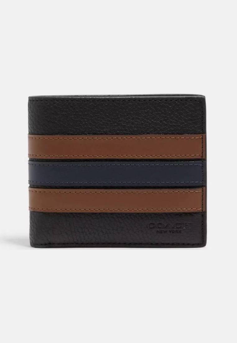 Coach 3 In 1 Wallet With Varsity Stripe Black Saddle Midnight