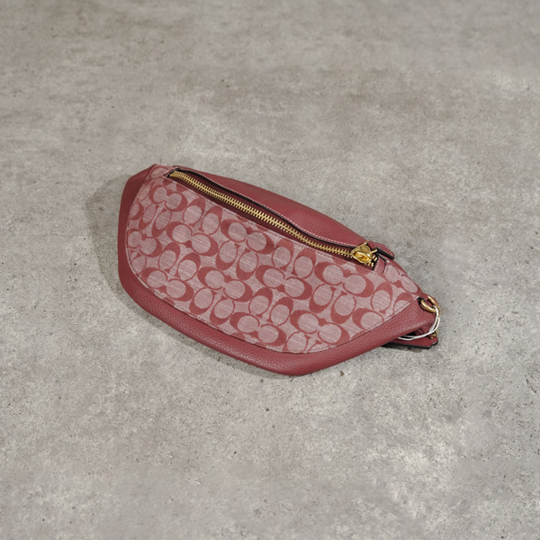 Coach Tas COACH WARREN MONOGRAM DENIM RED WAIST BAG 100% ORIGINAL