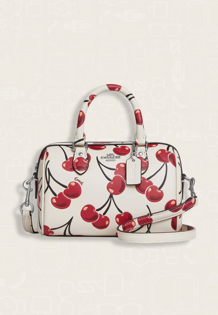 Coach Mini Rowan Crossbody Bag With Cherry Print Chalk Multi