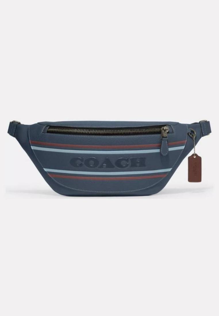 Coach Warren Belt Bag With Coach Stripe Denim Multi