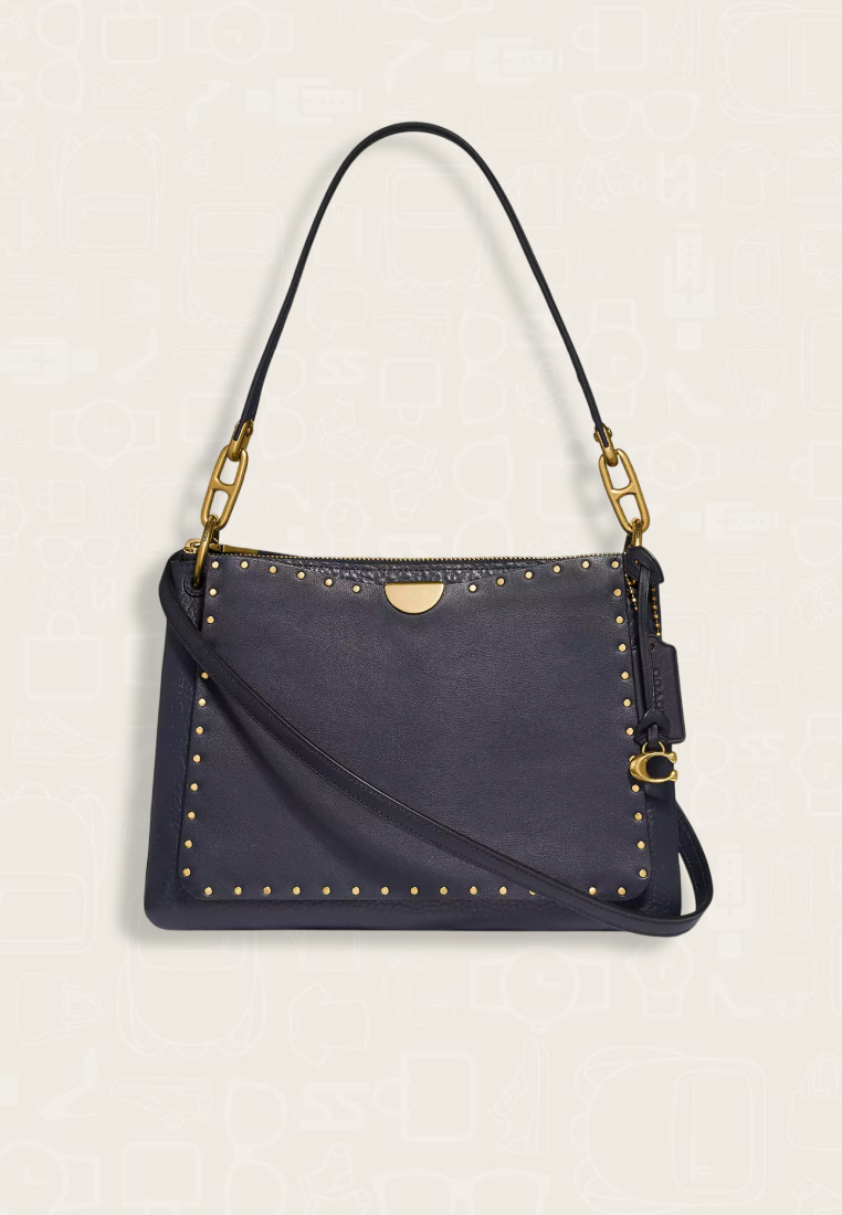 Coach Dreamer Shoulder Bag With Rivets Midnight Navy