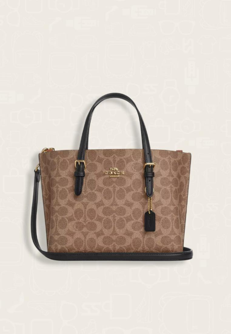 Coach Mollie Tote Bag 25 In Signature Canvas Tan Black