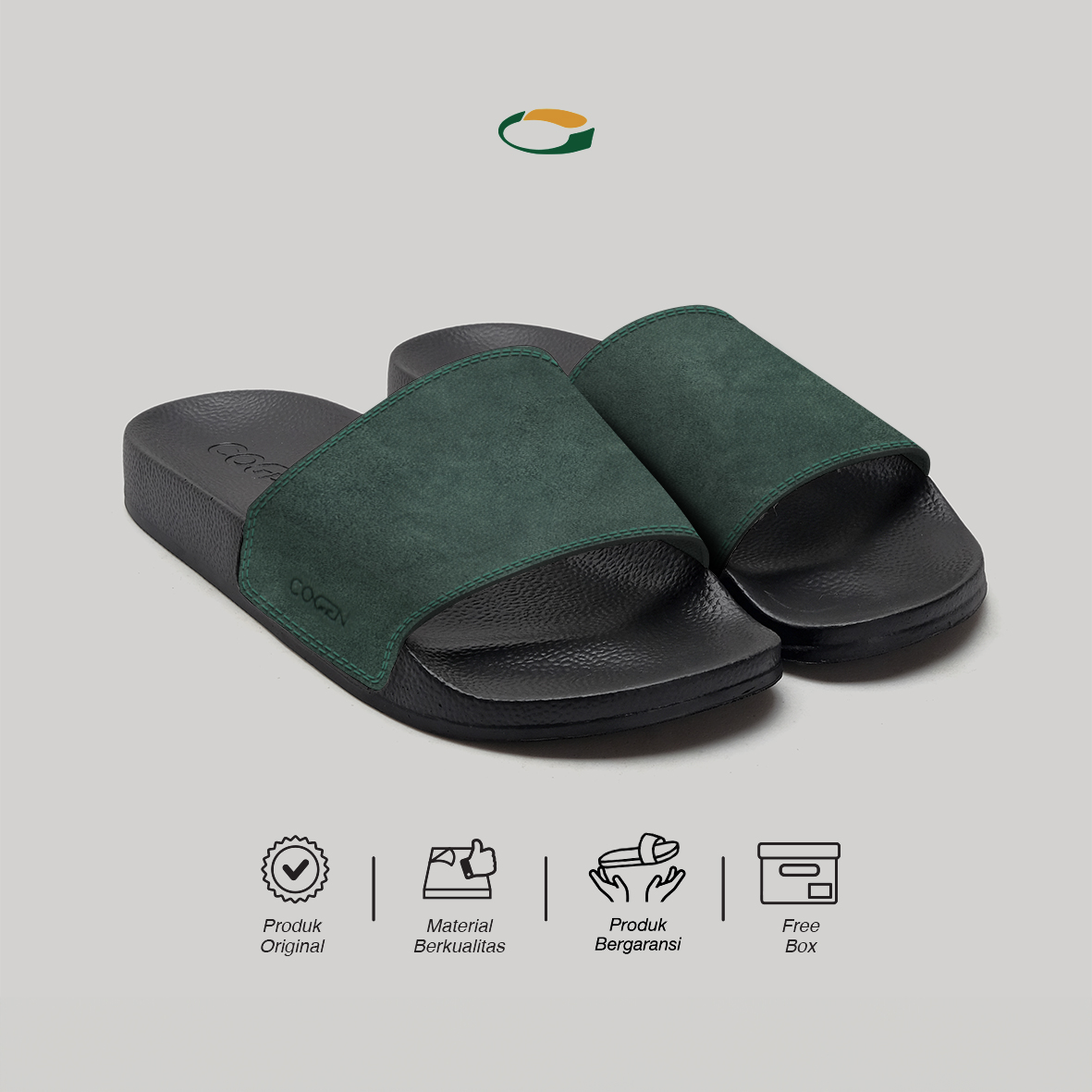 Cogen Sandal Slide Suede Finest Green