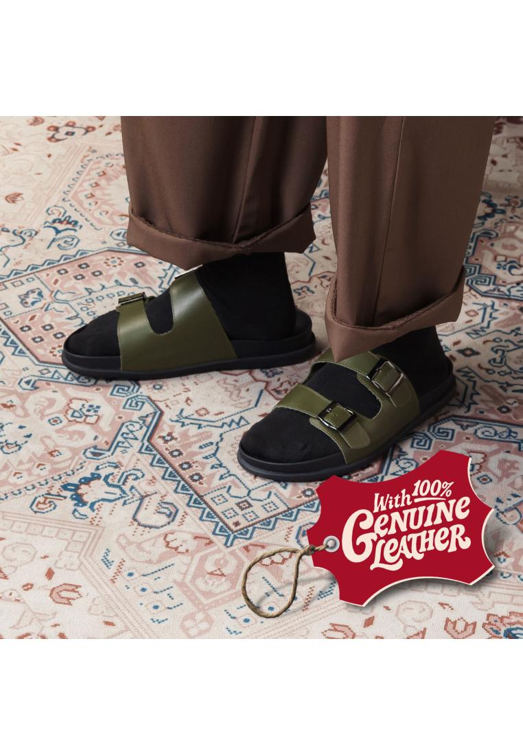 Cogen Marhadi Sandal Pria Kulit Asli Qel Genuine Double Buckle Warna Marhadi Qel Genuine Double Buck