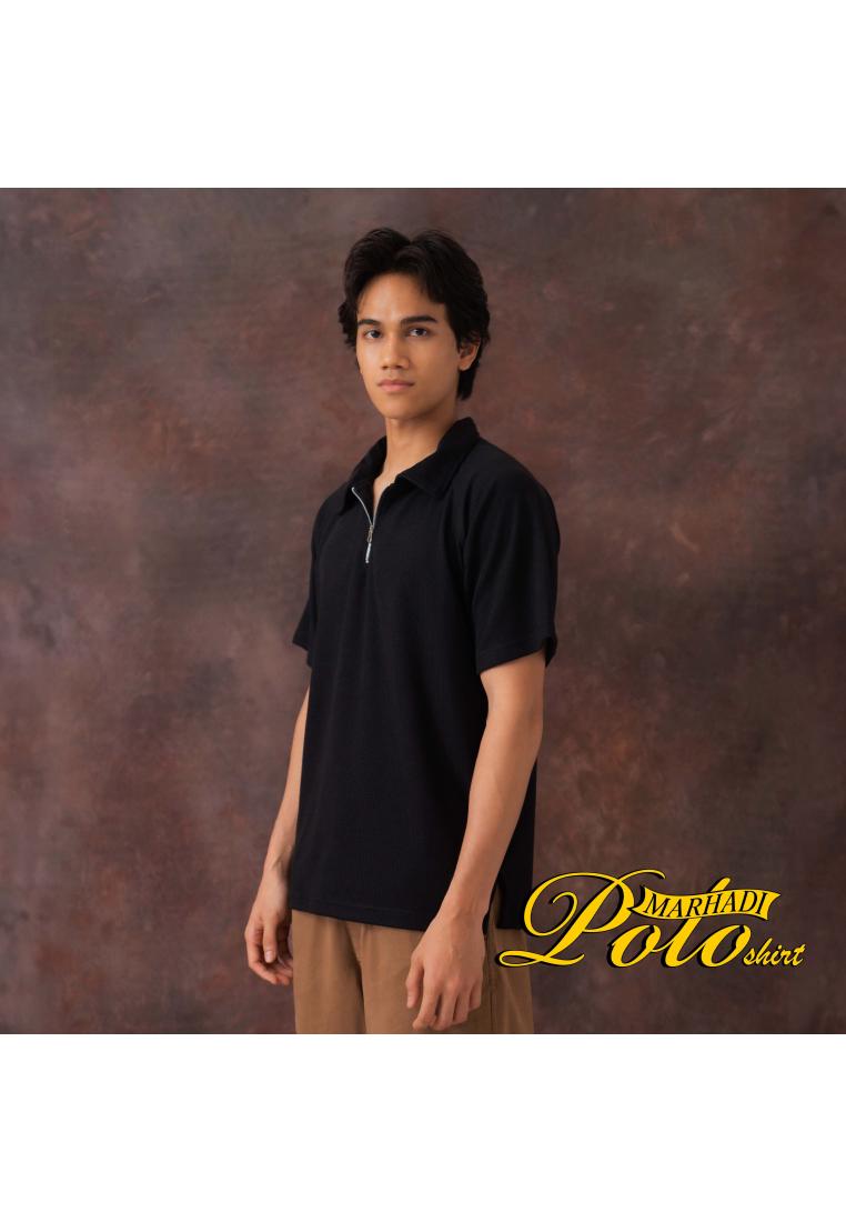 Cogen Marhadi Polo Shirt Pria Half Zip Knit Kerah Lengan Pendek Kasual Original