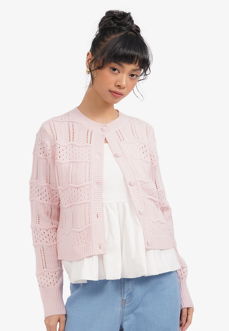 Colorbox Long Sleeve Wavy Cardigan